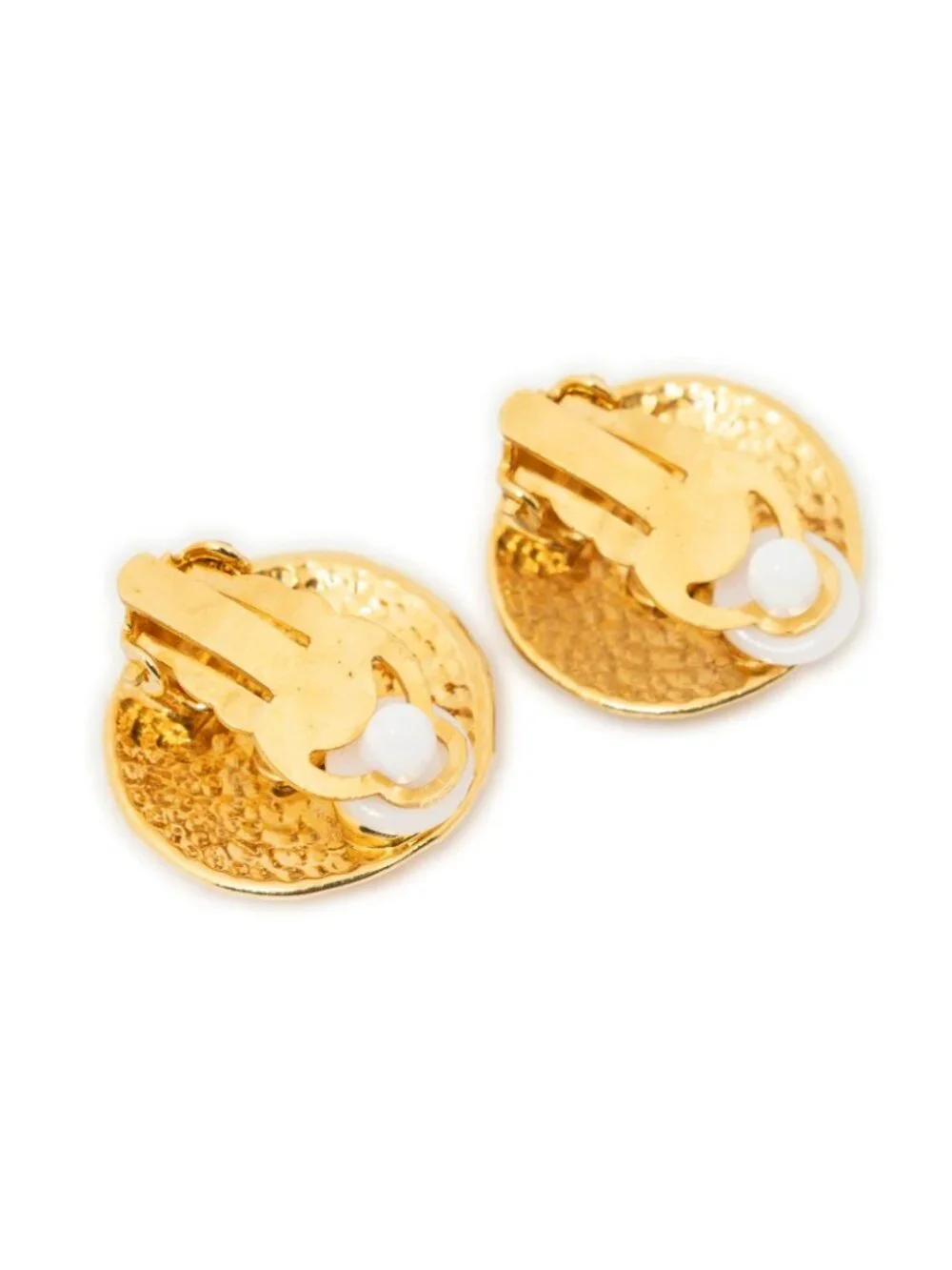 Chanel CC Logo Round Clip Type Earrings Gold Plated